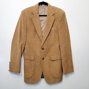 Vintage Joe Namath Tan Corduroy Cotton 2-Button Sport Coat Size 38L
